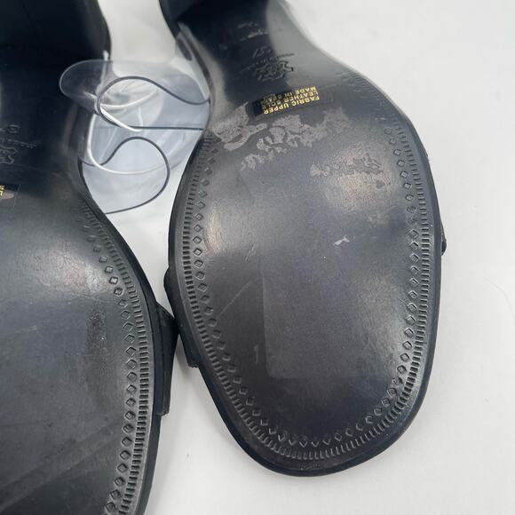 SESTO MEUCCI Heels Size 37 (US 6-6.5) Leather Fabric Black Clear Heeled Sandals - Picture 10 of 14